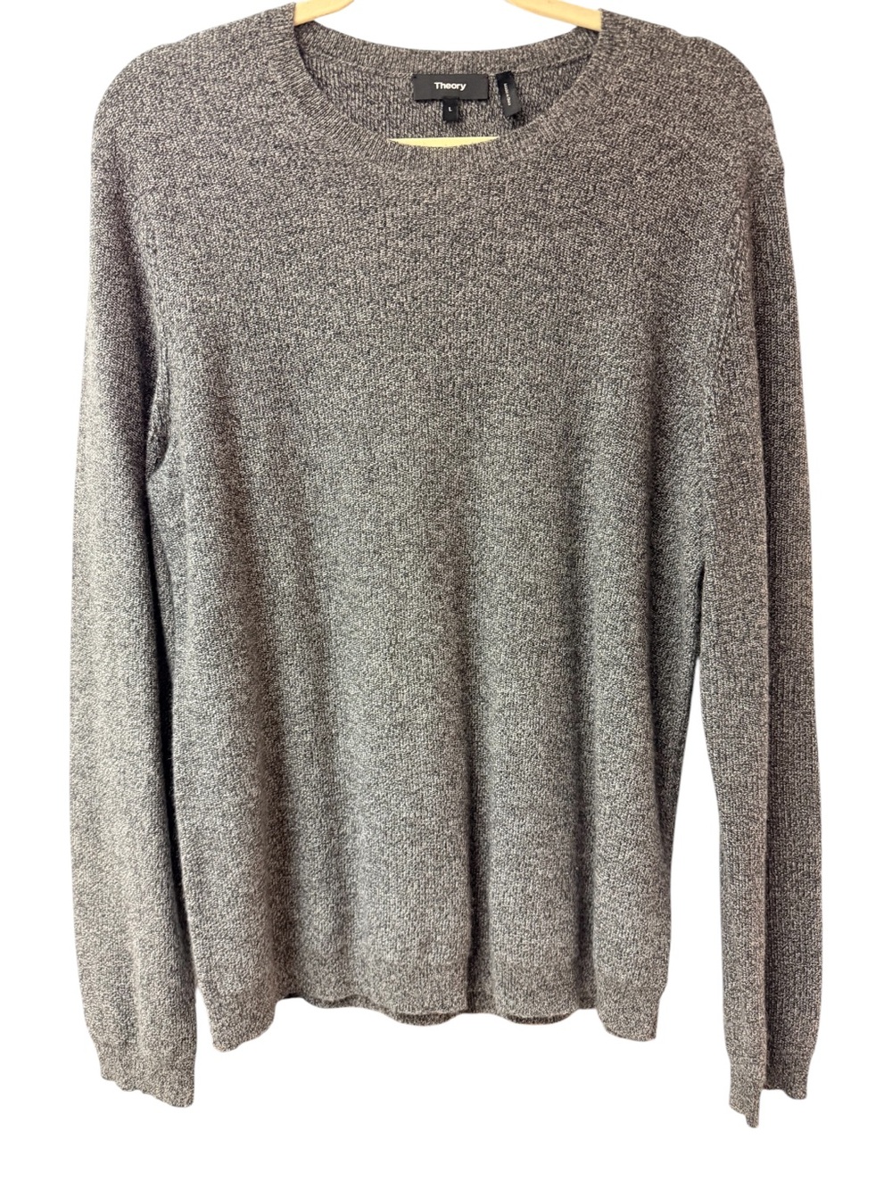 Theory - Like New - Women’s 100% Cashmere Crew Neck Sweater, Grey White - Size L